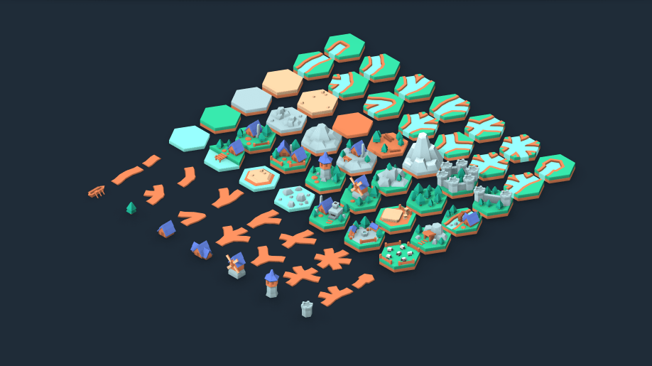 Preview of Kenney.nl&rsquo;s Hexagon Tile Set