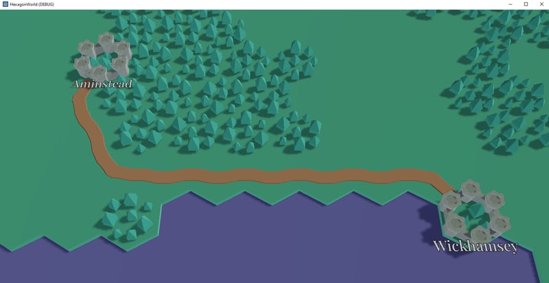 A generated road on the Hexmap